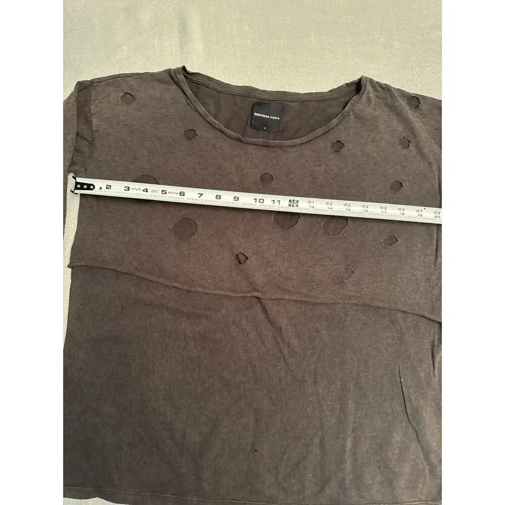 American Retro Grunge Long Sleeve Shirt Cut Outs Brown Gray US Medium/Large Boxy